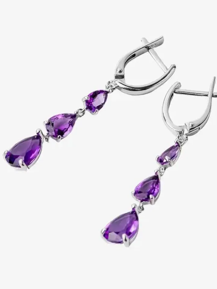 Earrings, silver 925 samples, with amethyst