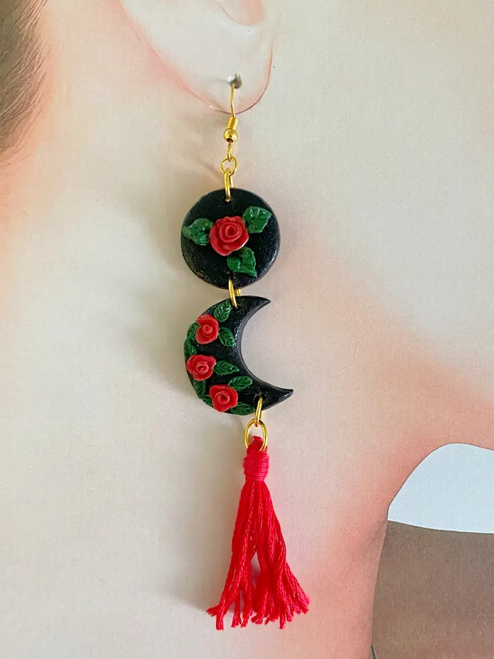 Earrings made of polymer clay. Red earrings. Handmade jewelry.