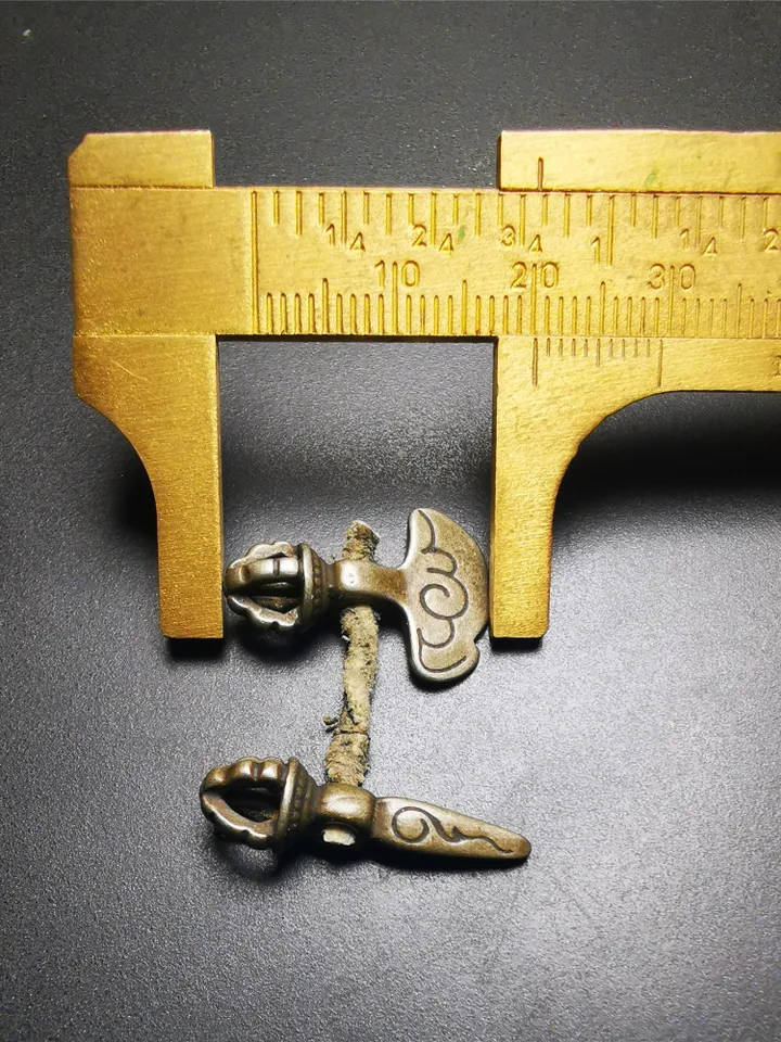 Gandhanra Antique Tibetan Amulet,Mini Phurba and Kartika(knife of the dakinis) ,for Prayer Bead Counter,Mala Accessories