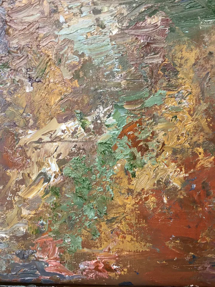 Semi-Abstract landscape painting on canvas,original oil painting,river,trees,mountains,abstract wall art,home decoration