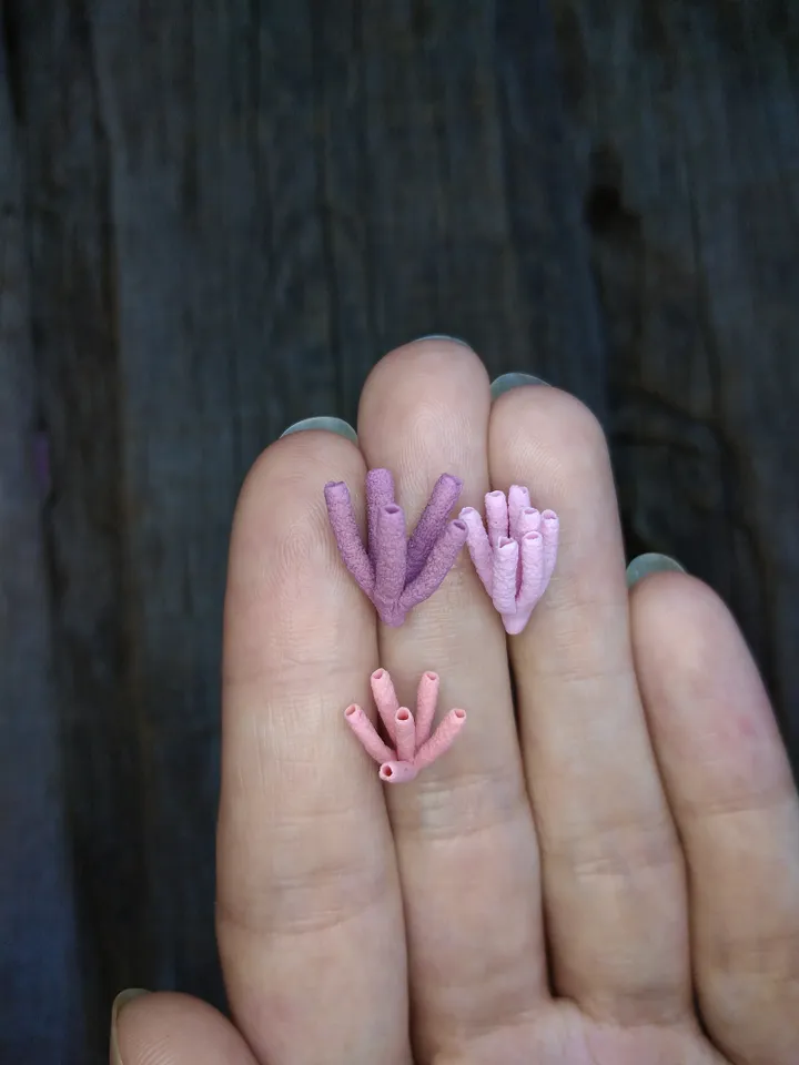 Set of miniature corals shades of pink, tiny corals for diorama, dollhouse or resin art