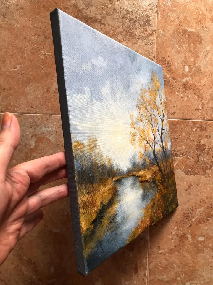 Landscape Original Oil Painting Autumn Wall Art Forest Artwork