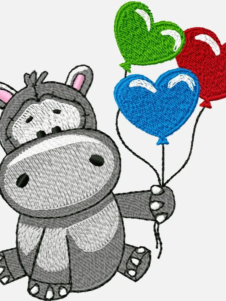 Hippo boy Embroidery Design