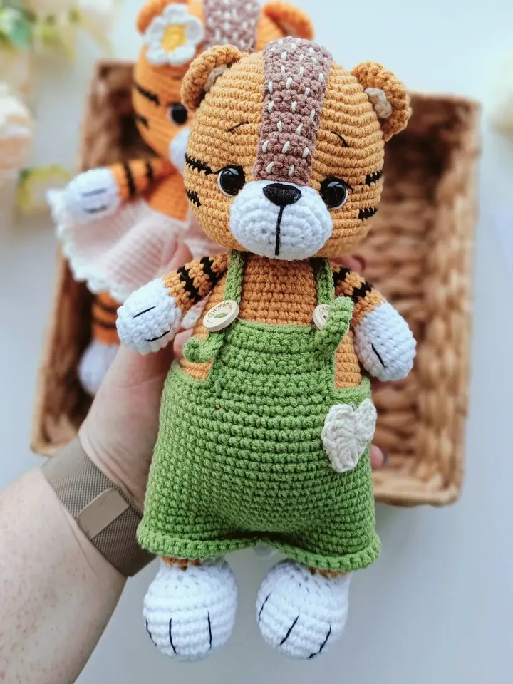 Crocheted tiger cub boy, a cute gift for any occasion