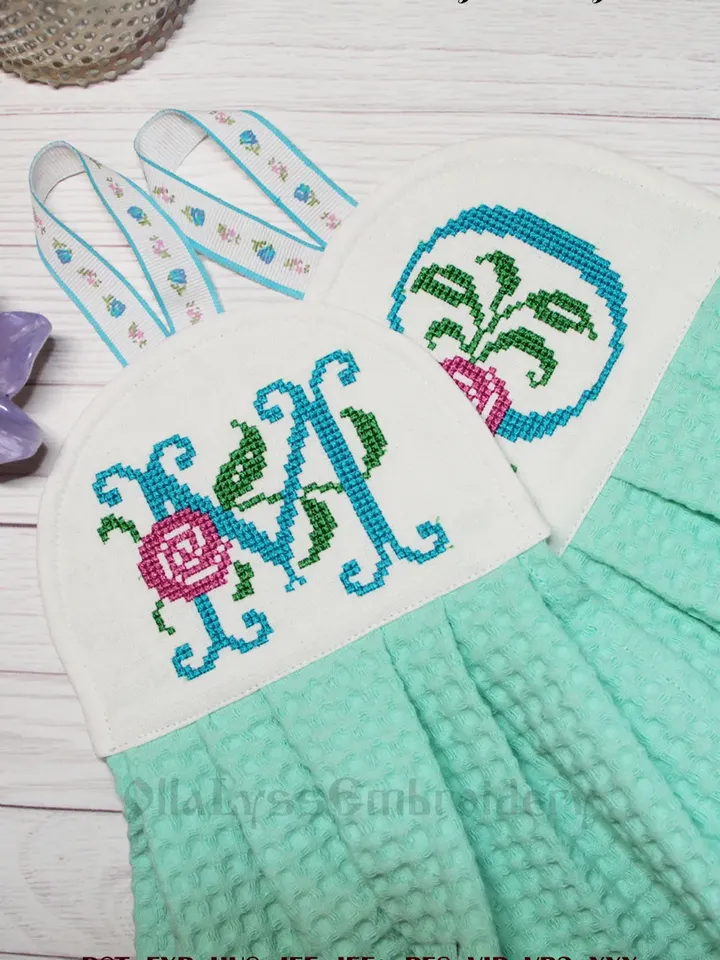 Cross Stitch Rose Font machine embroidery designs