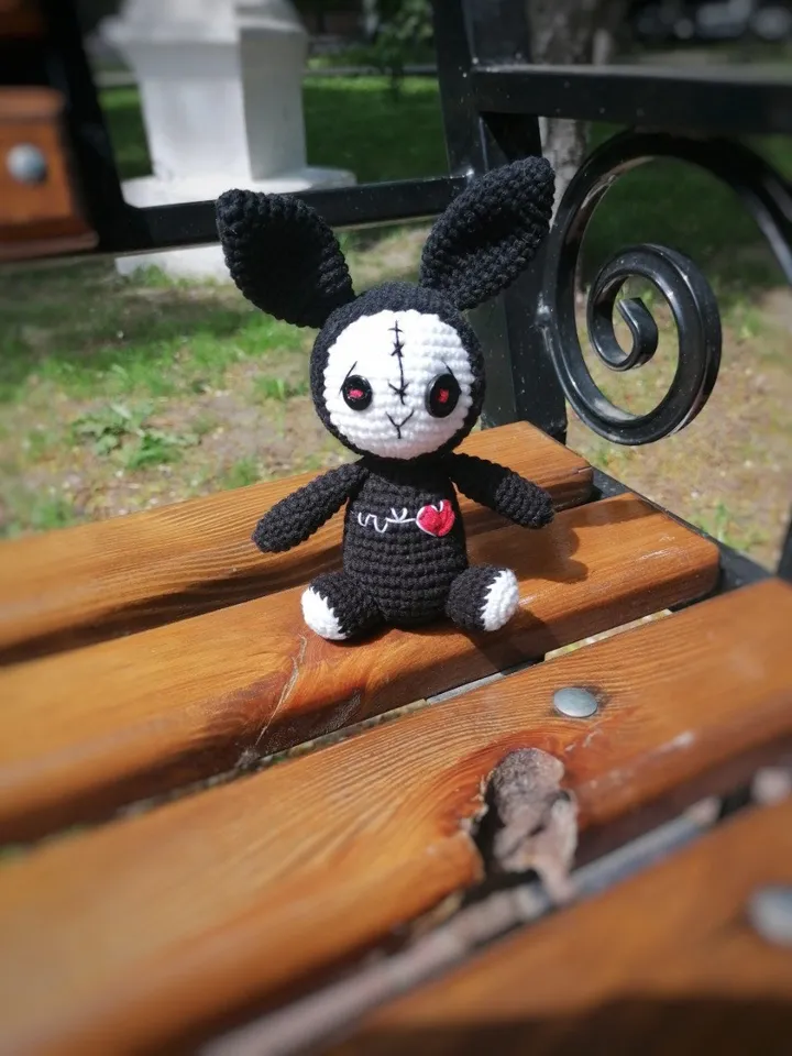 PDF Crochet small Voodoo Bunny Amigurumi Pattern button eyes, Crochet halloween Halloween Crochet Pattern Zombie pattern Monster toy pattern