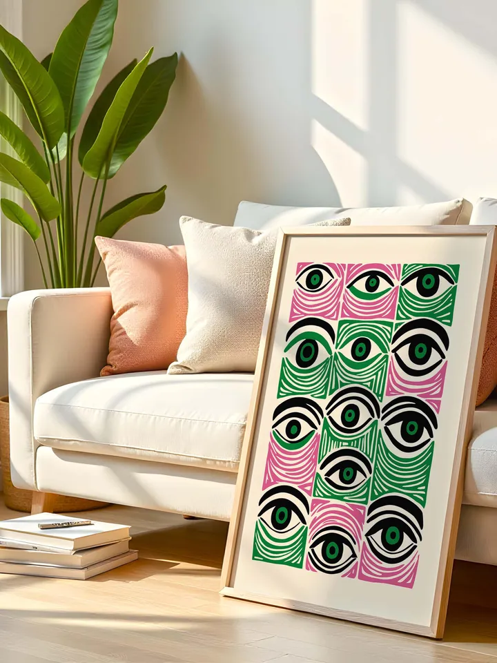 Abstract Eye Wall Art, Colorful Modern Eye Prints, Minimalist Digital Eye Poster Set, Vibrant Home Office Decor, Instant Digital Download