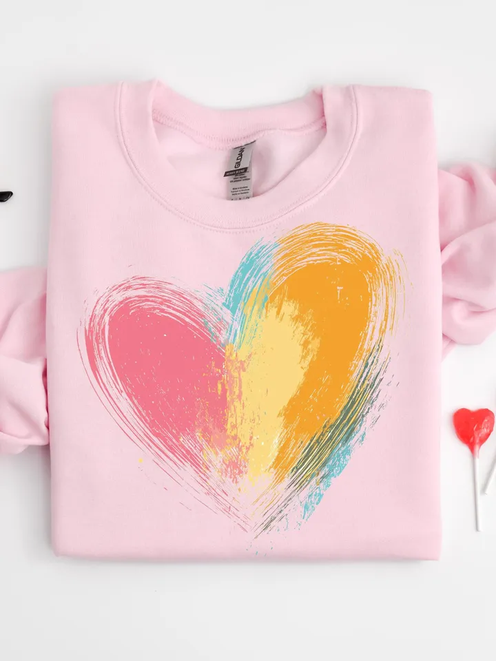 Valentines Day Heart Png, Brushstroke Valentines Png, Retro Valentine Png, Pink, Love Png, Girls Valentine Png, Valentine Shirt Watercolor