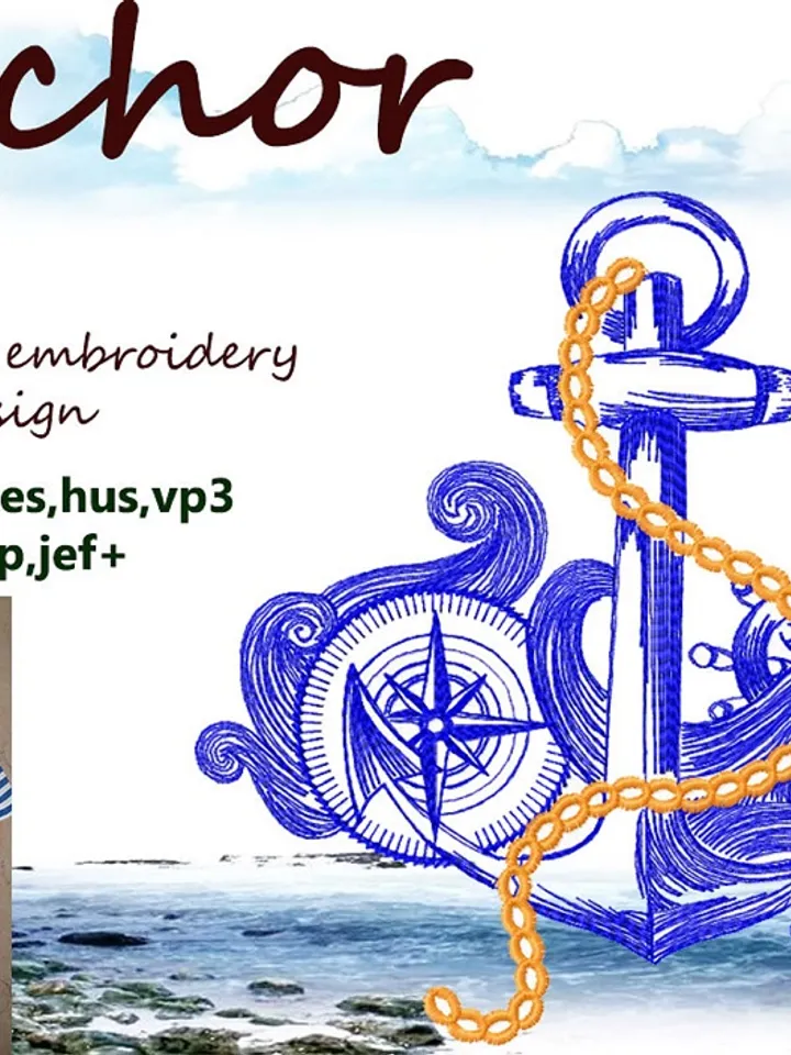 Anchor redwork Machine Embroidery Design