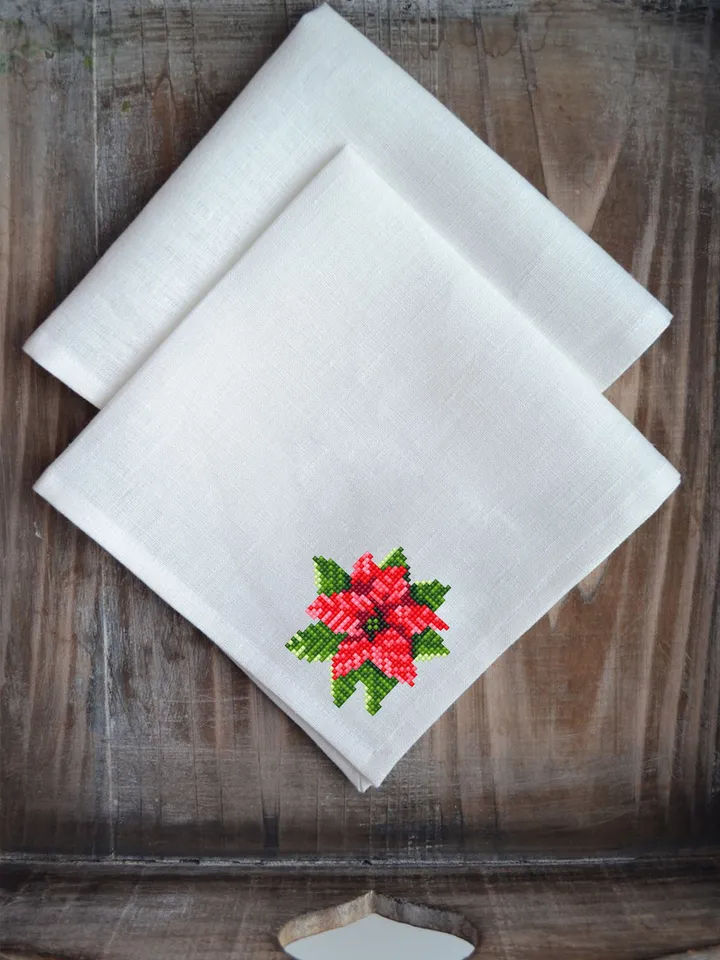 Small Christmas poinsettia cross stitch pattern download PDF Mini cross stitch chart, Christmas pattern digital PDF, Poinsettia xstitch #N5