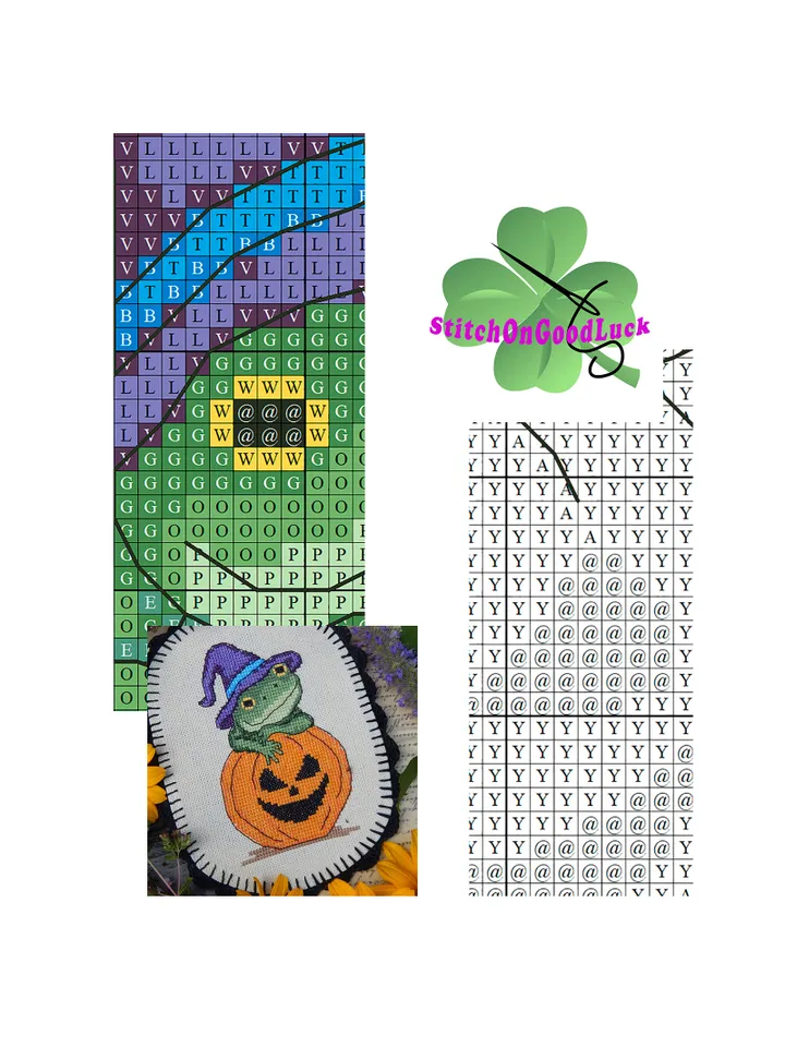 Halloween Frog cross stitch pattern