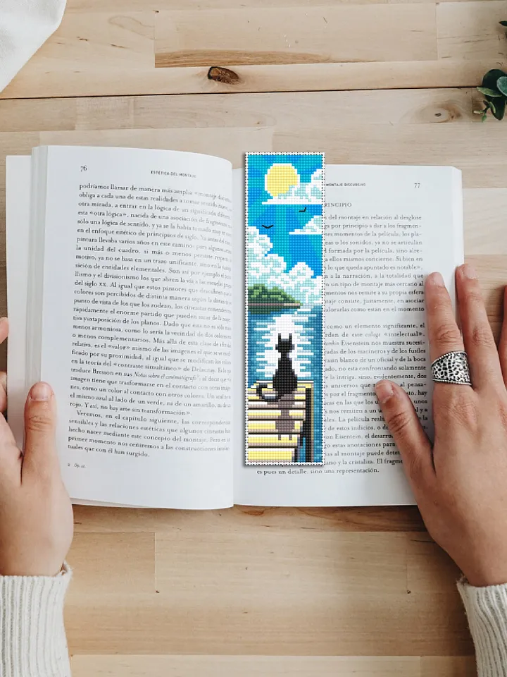 Bookmark cross stitch pattern download PDF Modern handmade bookmark digital Black cat embroidery beginners Nature cross stitch chart #B58