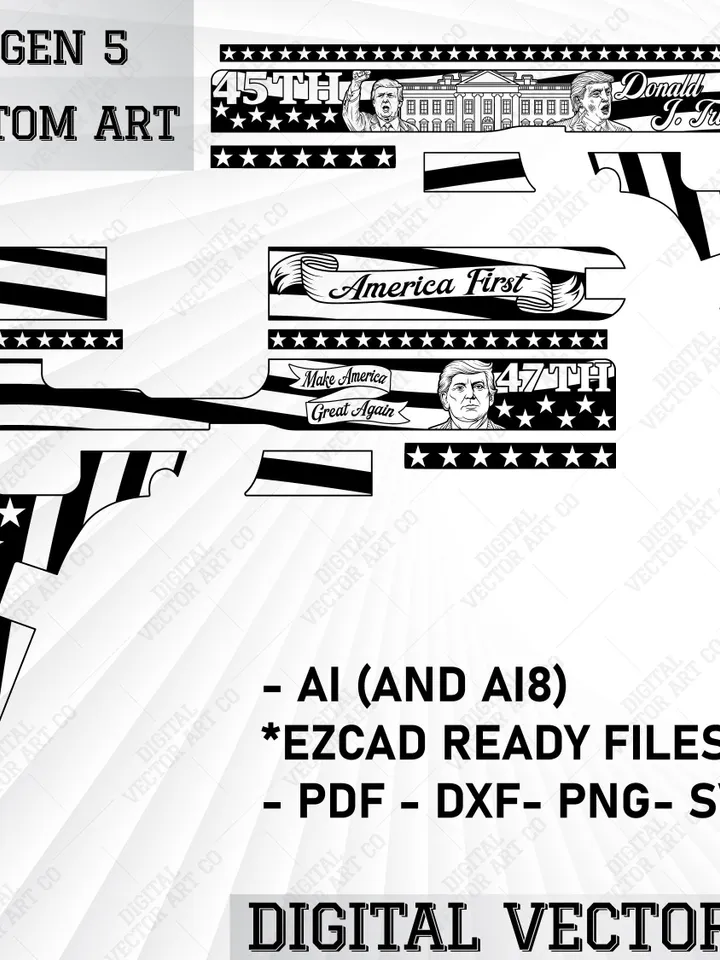 Trump Custom Art Glock 17 Gen 5 | Trump vector | Engraving Trump Design | Svg Trump |