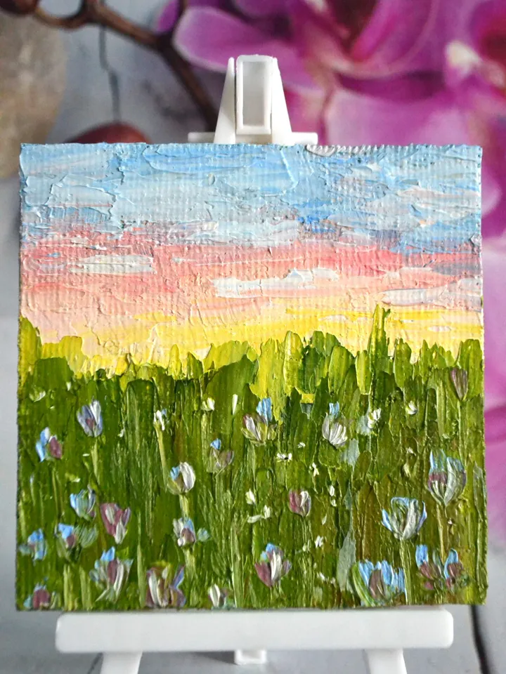“Spring Flowers” is a miniature oil painting.