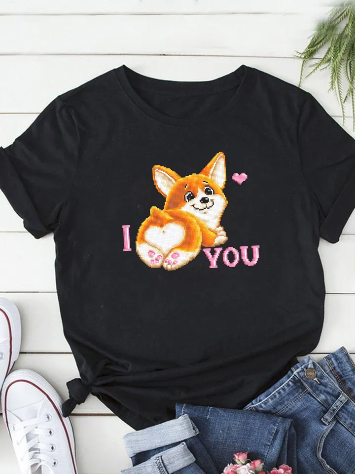 Cute corgi cross stitch pattern download PDF, Dog cross stitch, I love you, Funny pet cross stitch, Dog lover gift, Corgi embroidery #K13