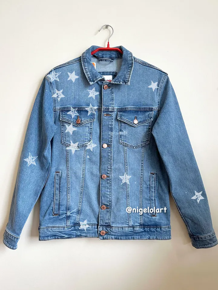Breakfast at Tiffany's Painted denim jacket Custom gifts Jean jacket blue denim jacket Audrey Hepburn