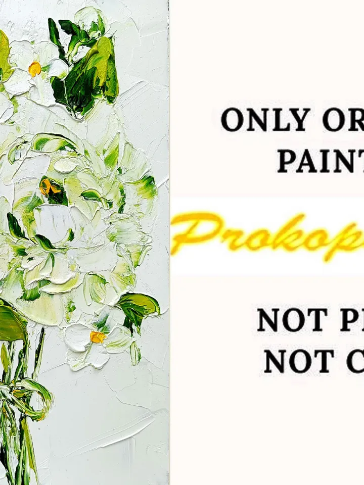 Peony Painting Daisy Original Art Impasto Oil Painting Flower painting Floral Painting by ArtProkopaloSv