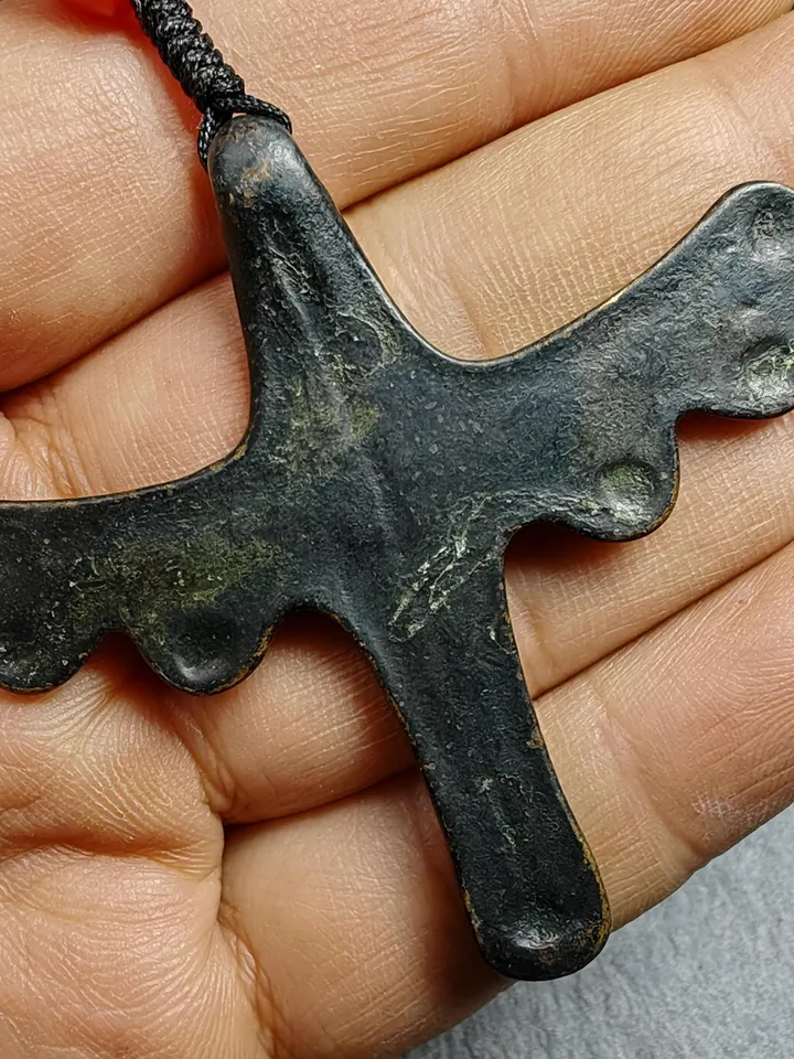Authentic Tibetan Dragonfly Pendant,Thokcha Protection Charm, Gandhanra Antique Tibetan Buddhist Amulet,56×60mm
