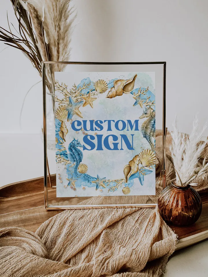 Editable Custom Sign ONEder the Sea First Birthday Invitation; Under the Sea Party; Ocean Party Birthday Template Instant Download; SE1