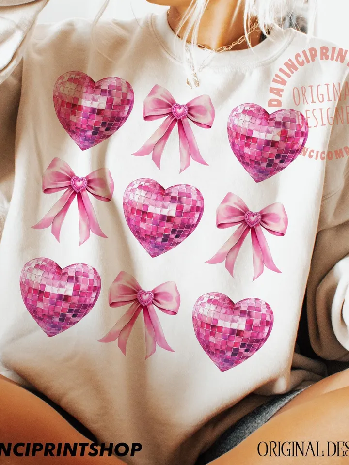 Valentines Day Png, Valentine Coquette Png, Valentine Heart Png, Disco Valentine Heart Png, Pink Valentines png, Love png, Heart png design