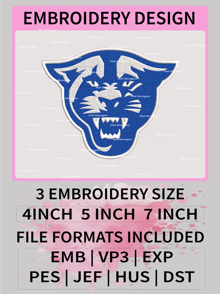 NCAA Georgia State Panthers Embroidery File, 3 Sizes, 6 Formats, NCAA Machine Embroidery Design, NCAA Logo, NCAA Teams