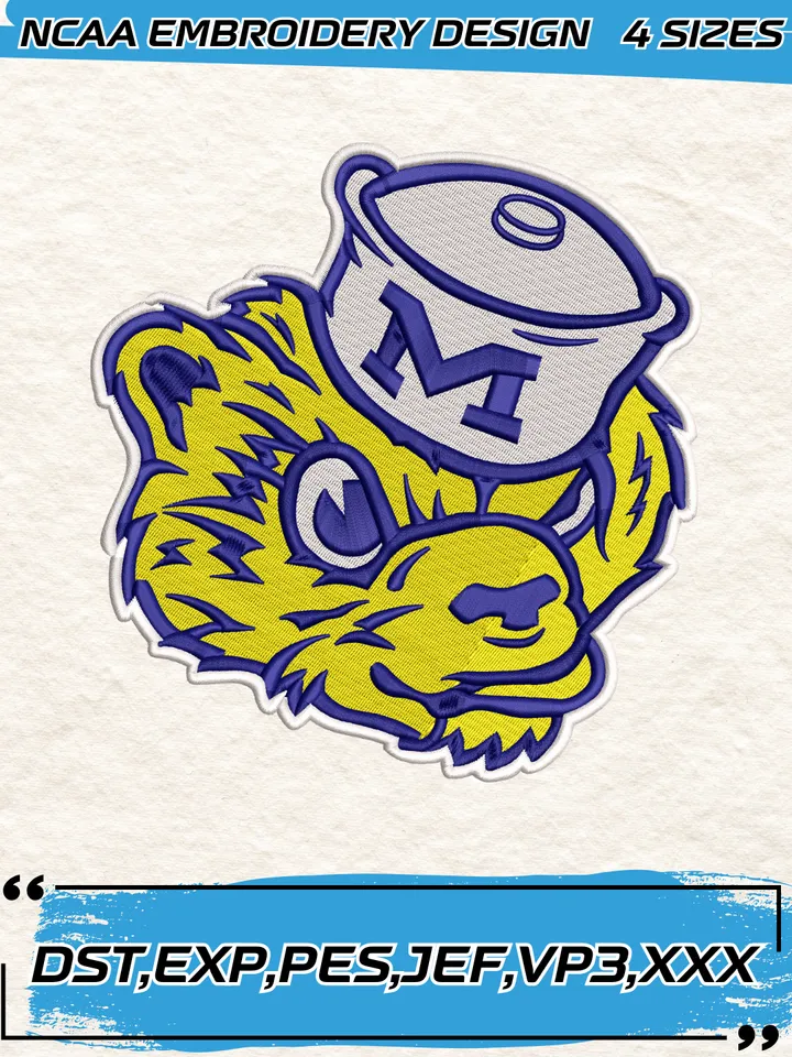 Michigan Wolverine Logos Embroidery Designs,NCAA Logo Embroidery Design,Machine Embroidery Design File,4 Sizes, Digital Download