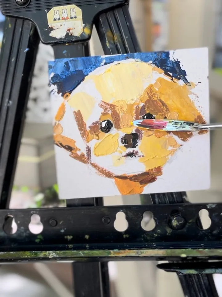 Puppy Painting Original Art Animal Art Impasto Oil Painting