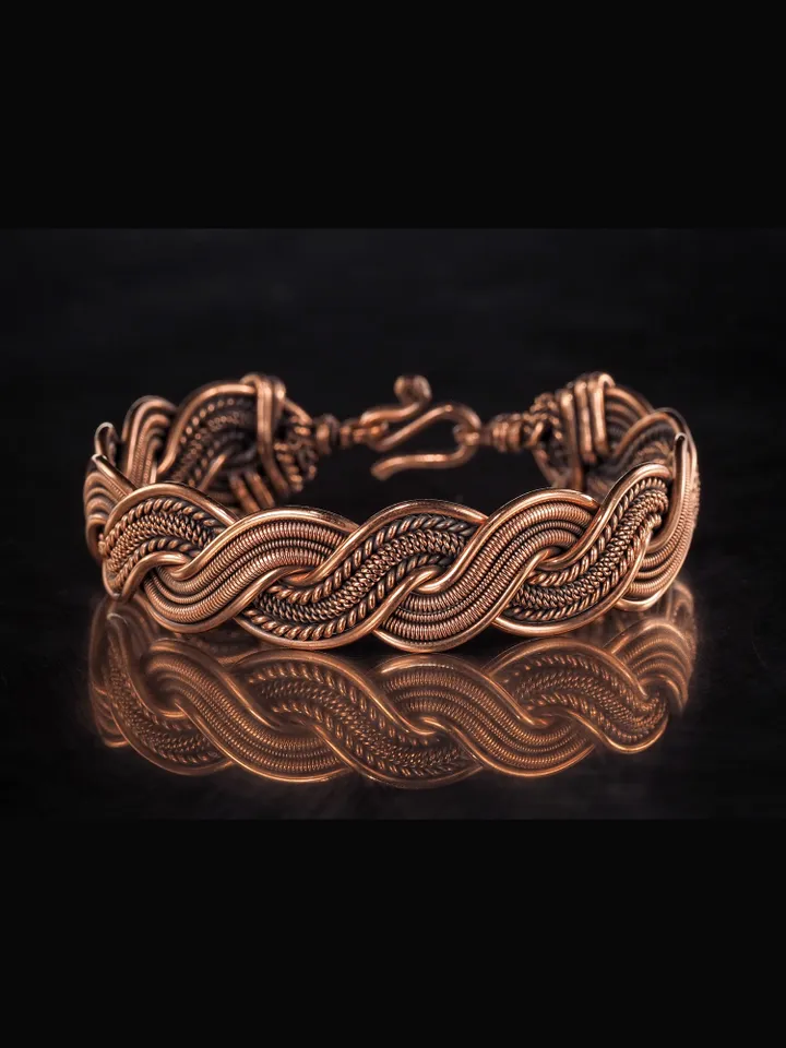 Woven copper wire bracelet Antique style handcrafted copper jewelry Unique gift