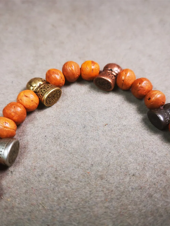Gandhanra Handmade Tibetan Amulet,Stupa Pagoda Stamp Pendant Bead,Spacer Bead for Mala,Bag Hanging,Prayer Bead Accessories,0.5&quot; × 0.35&quot;