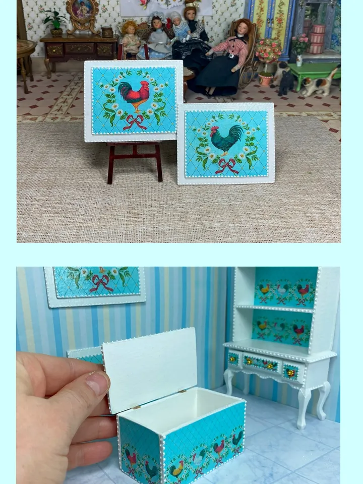 Furniture set for doll kitchen. 1:12. Handmade. Dollhouse miniature. Furniture for dolls.
