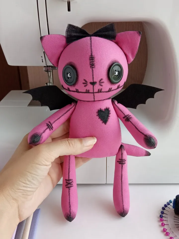 Handmade Cat Doll – Bright Pink