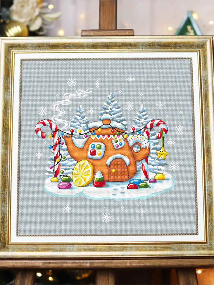Christmas Gingerbread house cross stitch pattern download PDF Fairy house cross stitch, Winter magic cross stitch Sweet Christmas candy #N84