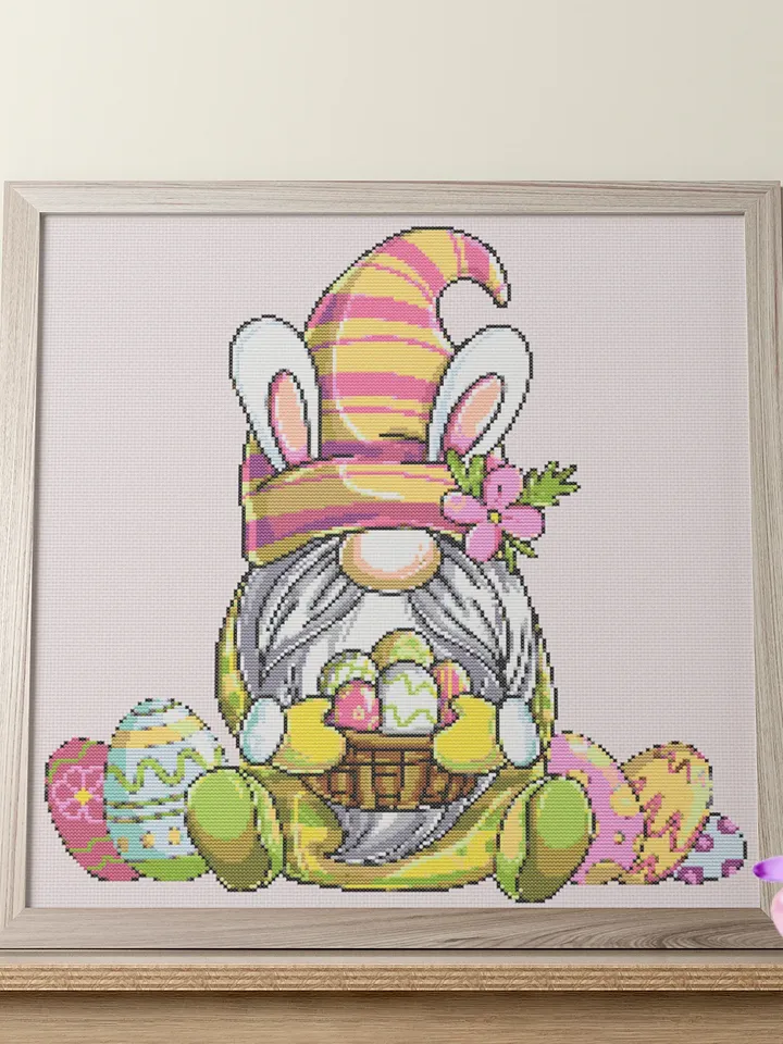 Easter Gnome with Egg Basket Cross Stitch Pattern PDF