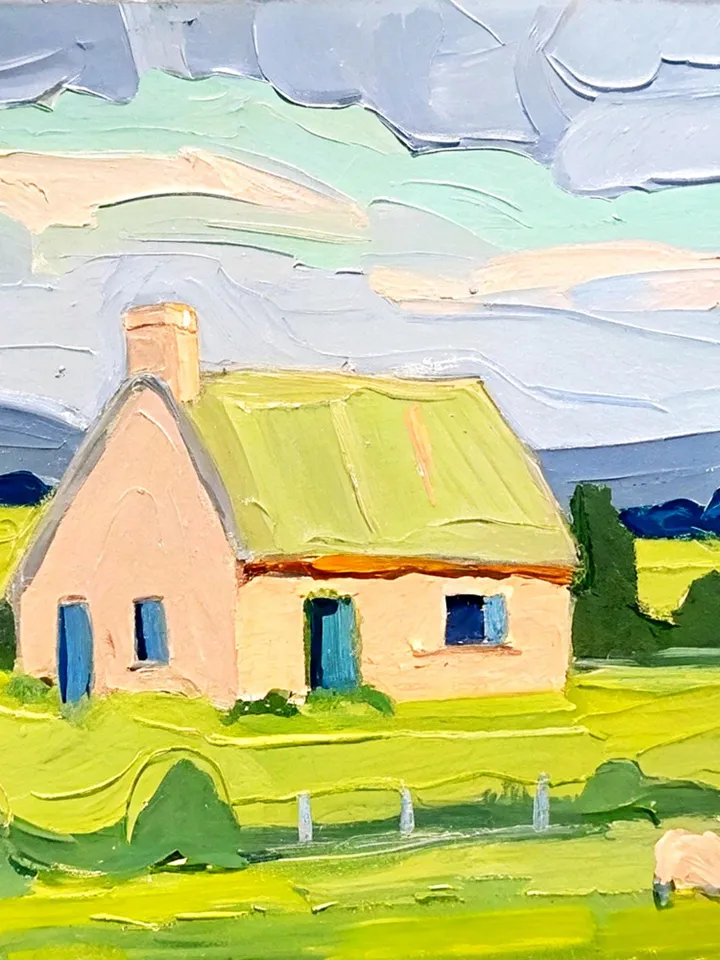 Original Oil Painting Irish Cottage Original Art Ireland Painting Landscape Impasto Oil Painting Impressionist Art Gift by ArtProkopaloSv