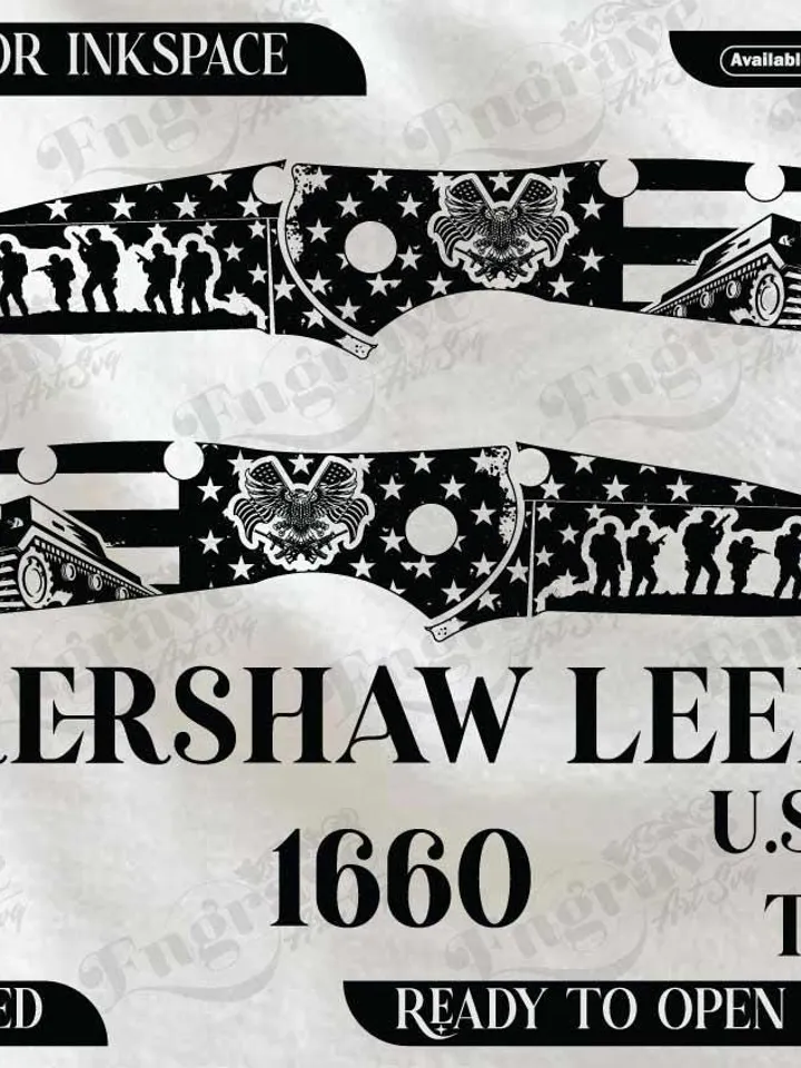 kershaw Leek 1660 U.S. Army Theme design,lasercut,laserengraving,fiberlaser,engravingfiles