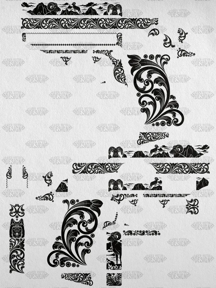 VECTOR DESIGN Walther PPK Mountain sheep and wolf