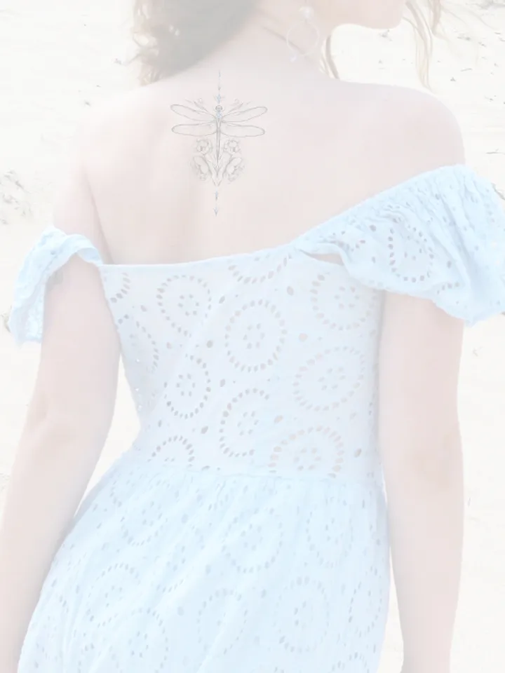 Dragonfly Tattoo Design Flowers And Dragonfly Tattoo Idea Stencil Sketch, Instant download PDF, JPG