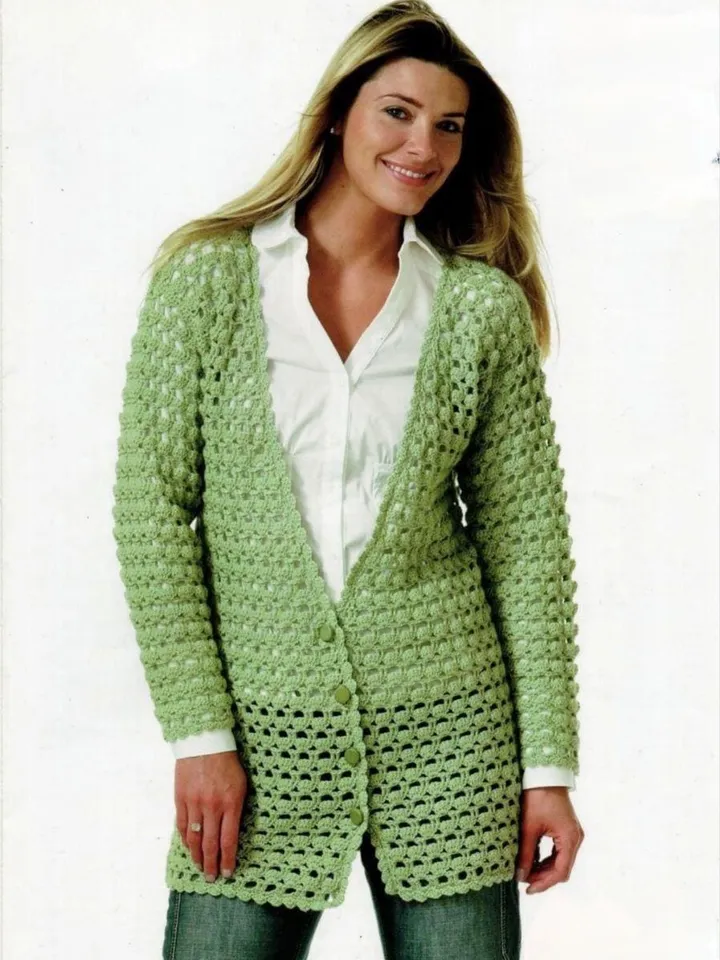 Long cardigan pattern lace crochet cardigan easy summer cardigan jacket long short pdf instant download