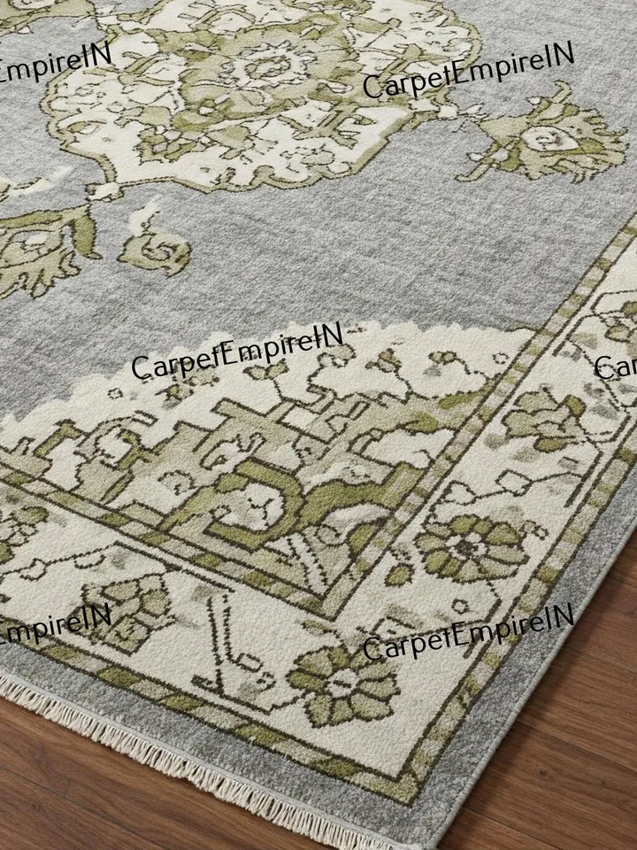 Exquisite Gray Modern Oushak Hand Knotted Rug 4x6,5x8,6x9,8x10,9x12,10x14 ft Handmade Rugs for Living Room-Antique Contemporary rug.