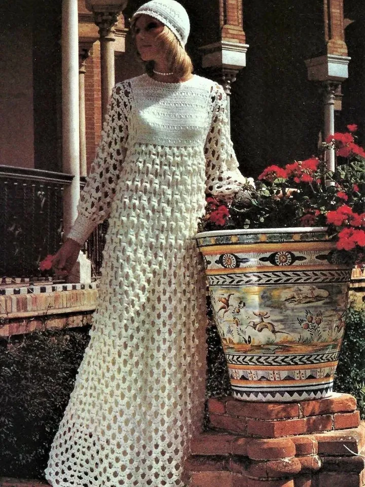 Dress crochet pattern, wedding dress crochet, long dress pattern