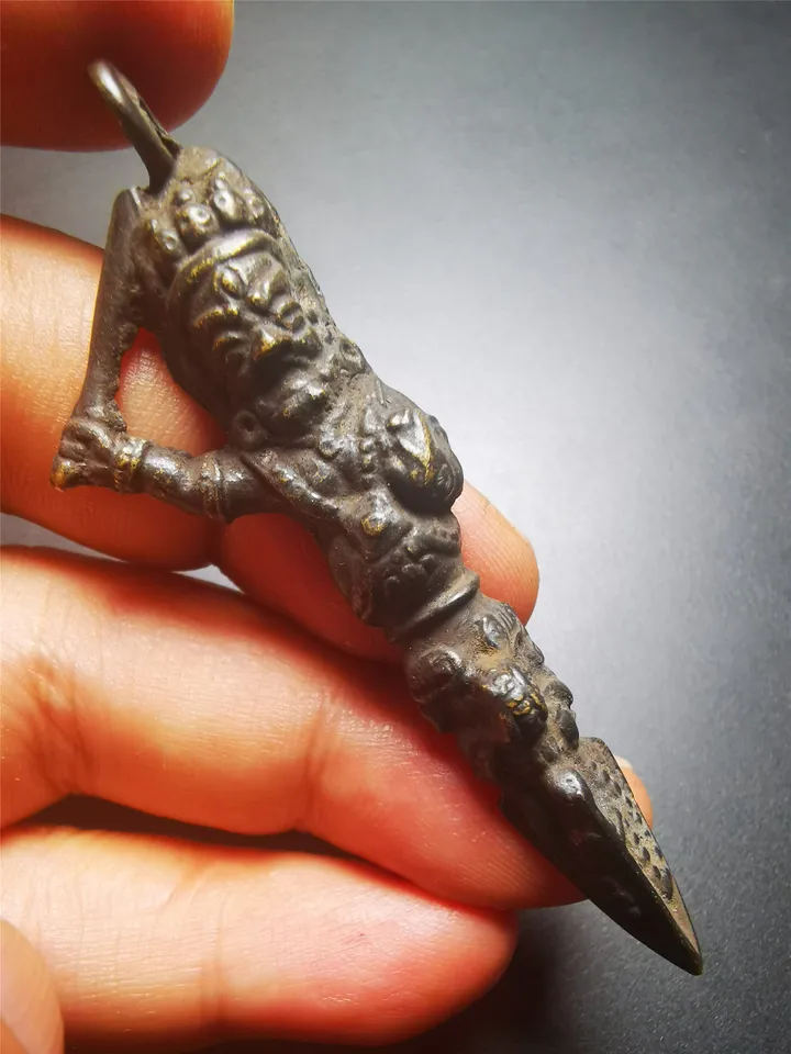 Gandhanra Antique Thokcha Pendant,Phurba Kila of Manjusri and Samantabhadra,Tibetan Budhist Protective Amulet,80 Years Old