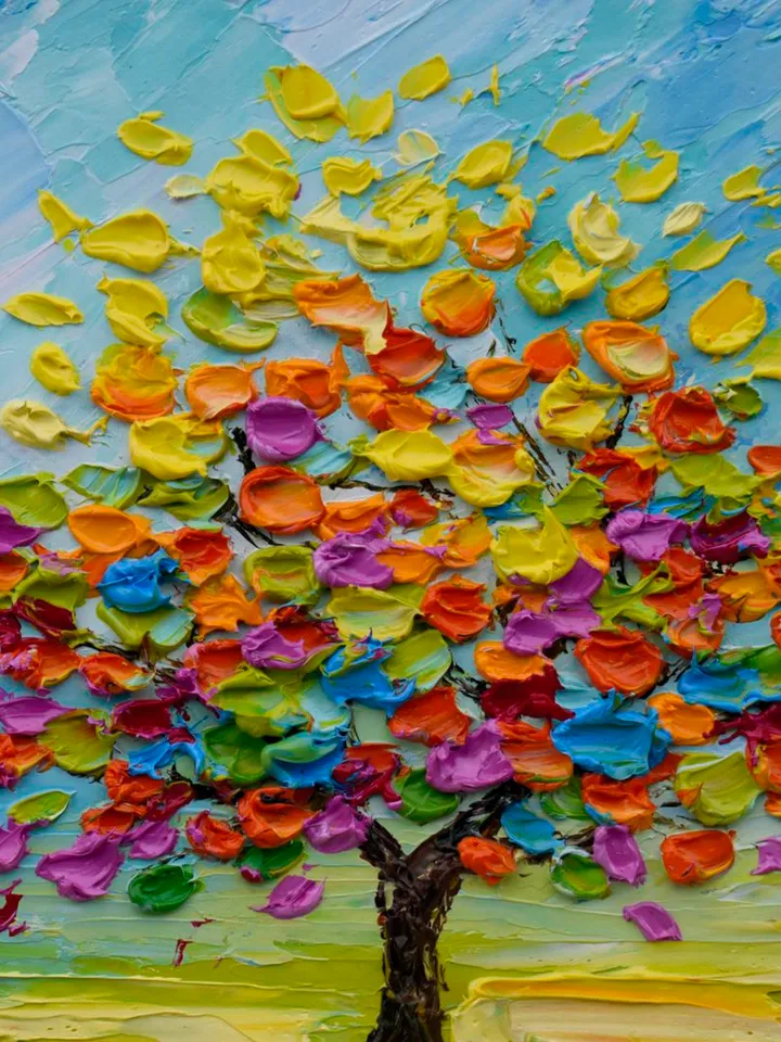 Tree of life art Original oil painting Colorful Tree artwork 6 by 6 inch Art by Landscape art by Juliya JC