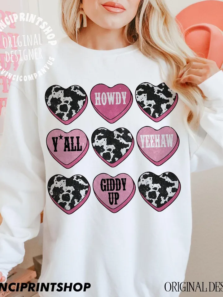 Valentines Candy Heart Png, Western Valentines Png, Cow Print Valentines png, Western Hearts Png, Retro Valentine Png, Heart Png, Western