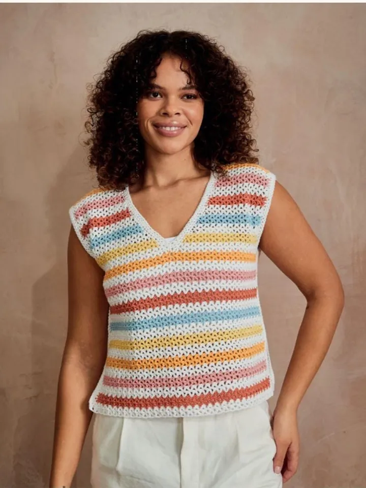 Top crochet pattern, easy crochet top, colorful top crochet pattern pdf instant download