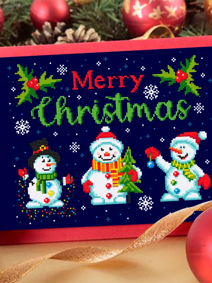 Christmas snowmen cross stitch pattern PDF download, Merry Christmas cross stitch chart, Christmas pattern digital PDF, Cute snowman #N126