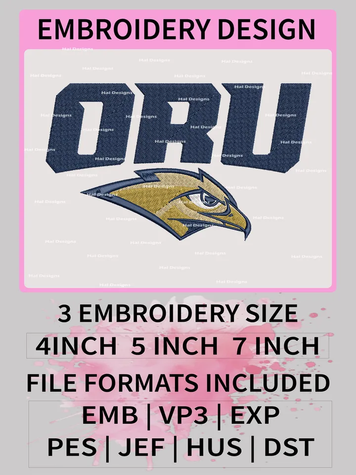 NCAA Oral Roberts Golden Eagles Embroidery File, 3 Sizes, 6 Formats, NCAA Machine Embroidery Design, NCAA Logo, NCAA Teams