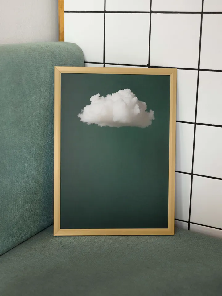 Emerald Green Cloud Wall Art Print, Bedroom Wall Decor Over the Bed Art, Above Bed Decor, Bedroom Decor, Abstract, Minimalist, Dark Green