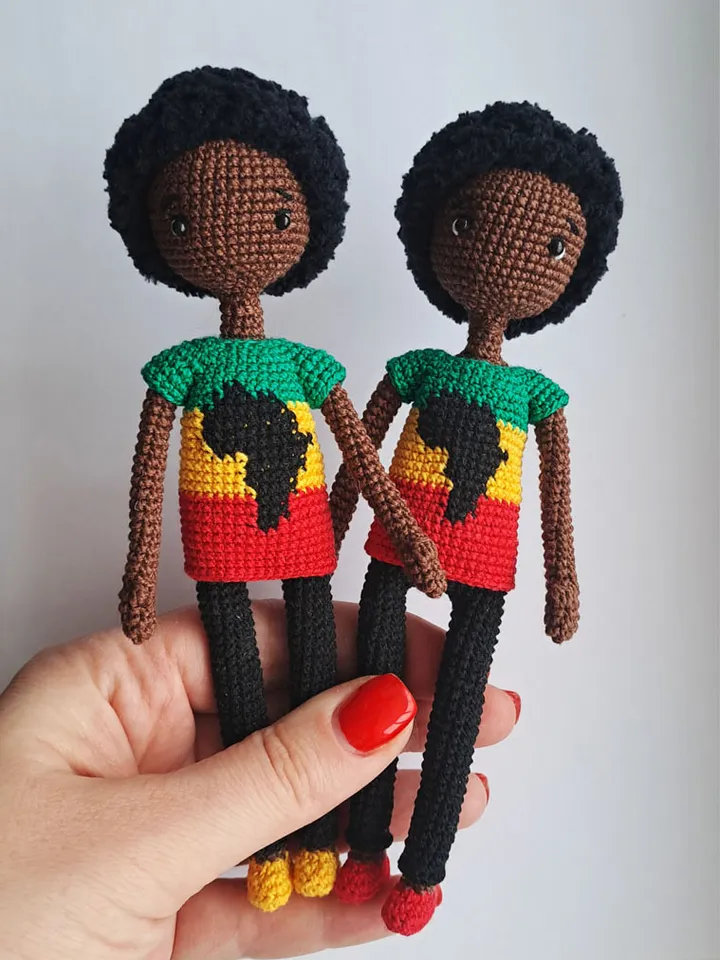 African doll pattern. African boy doll. Crochet african doll. Male african doll