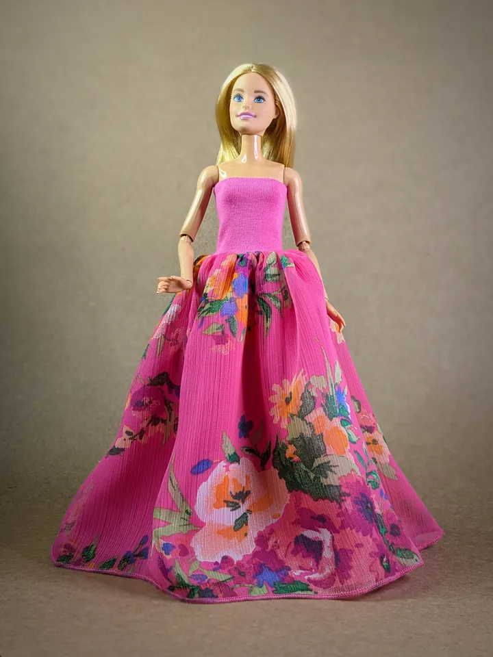 Handmade pink maxi dress for 1/6 scale fashion female dolls