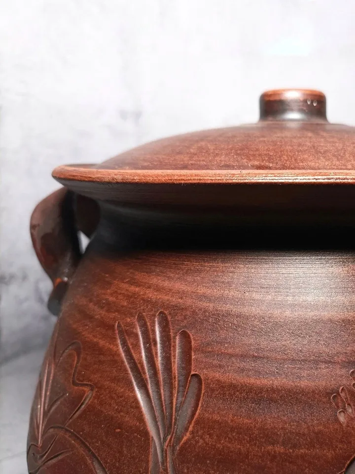 Pottery large casserole 185.97fl oz, Handmade clay casserole Cooking pot